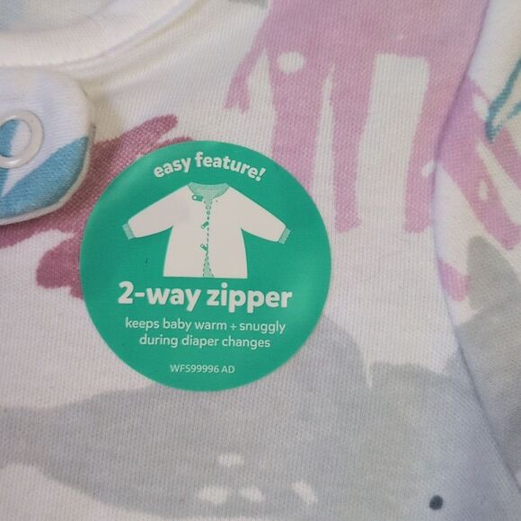 Carter's Child Of Mine White Pink Gray Animal Theme Footed Sleeper Baby 0-3M NWT - Picture 4 of 6